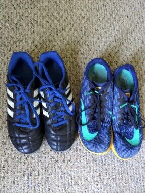 Boys Athletic Shoes Adidas Cleats Soccer Shoes Sz 4.5  Nike Running Shoes Sz 6